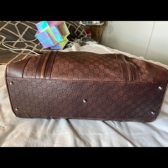 Gucci Guccissimma leather Weekender travel carry on duffel bag w/ lock key - Picture 7 of 12
